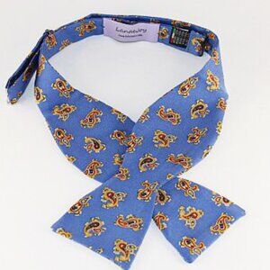 NEW Lanae Joy Silk Adjustable Bow Tie Bowtie / Blue Gold / Privat…